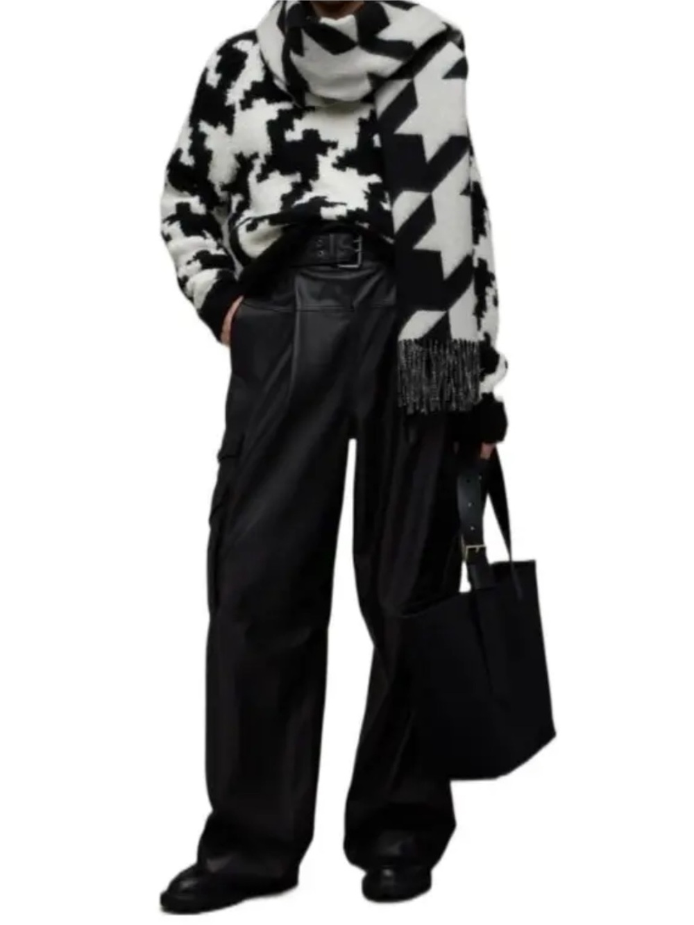 All Saints houndstooth boucle pullover sweater M